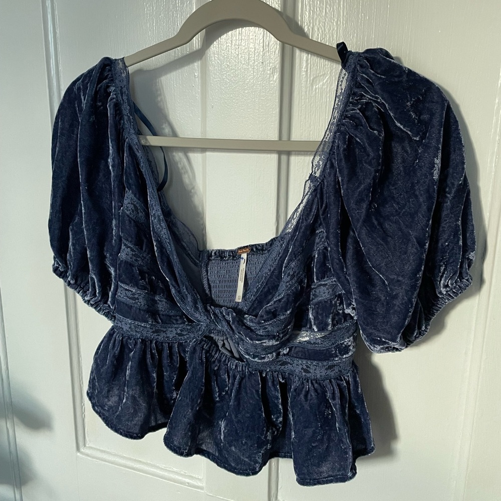 Free people blue velvet top